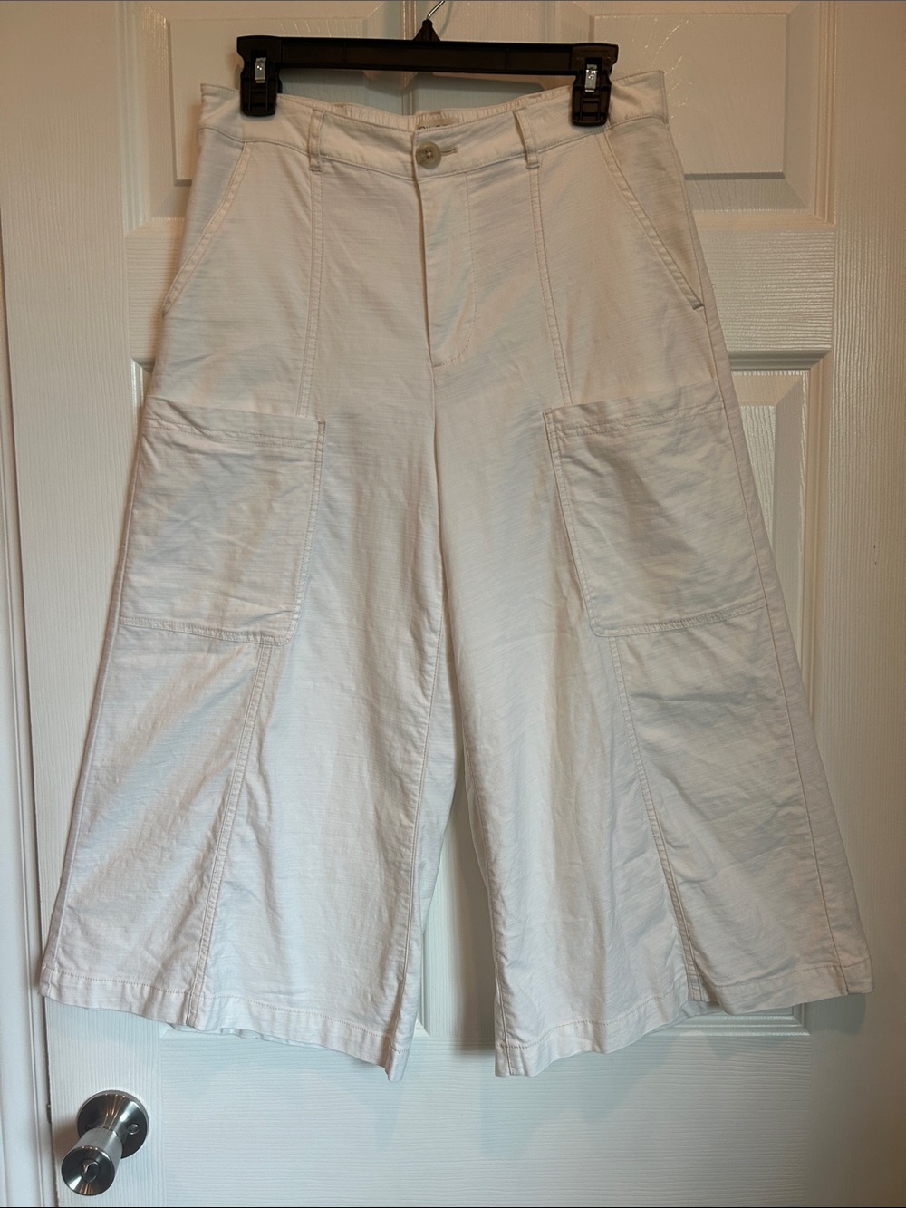 PILCRO by Anthropologie Utility Culottes in Creamy White Cotton Blend - Picture 2 of 13